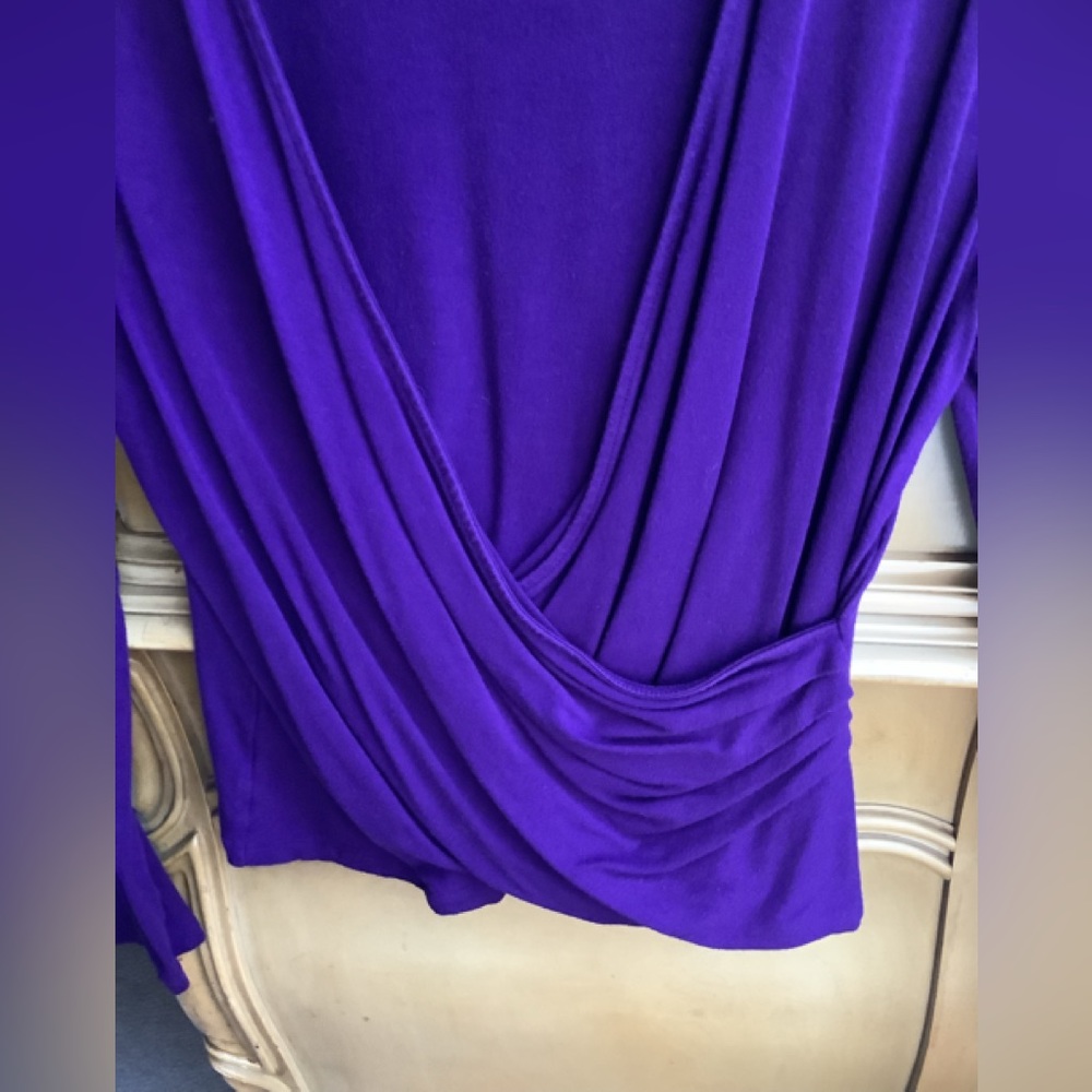 Lauren Ralph Lauren long sleeve purple top low cut size XL stretchy.ππ - Picture 3 of 5